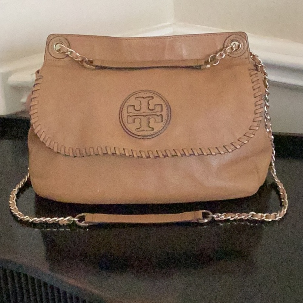 Used Leather Tory Burch Handbag Tan